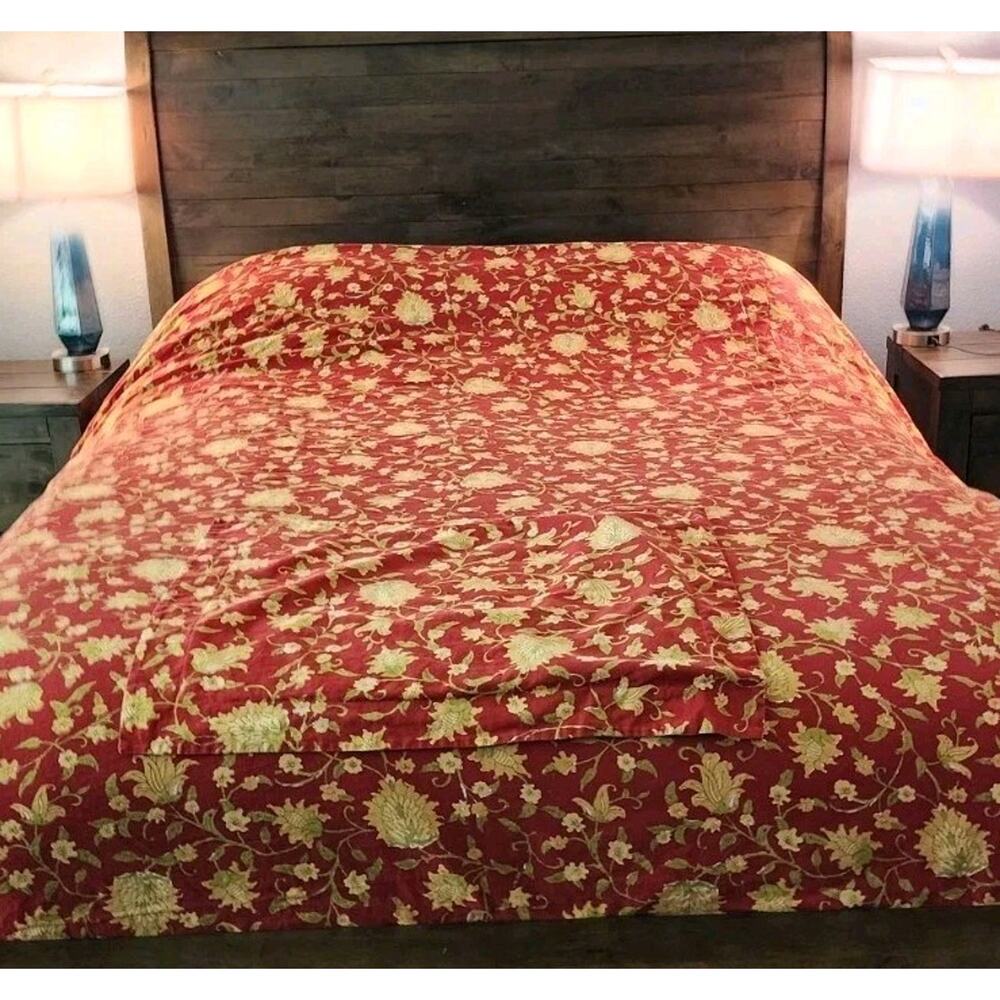 Pottery Barn Collette Vanessa Palampore Red Linen Blend Queen Full Duvet Sham